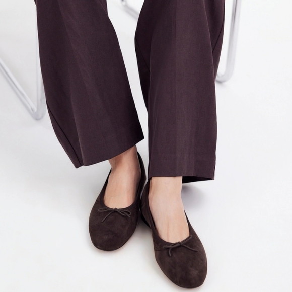 New! Madewell The April Ballet Flat in Dark Carob Leather Suede - Picture 2 of 16